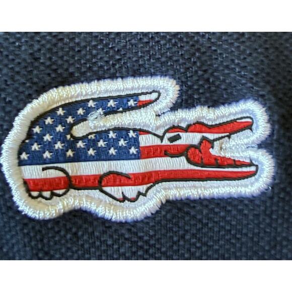 Lacoste Polo Shirt American Flag Logo Mens 4XL European 9, USA Alligator RARE !! - Picture 2 of 14